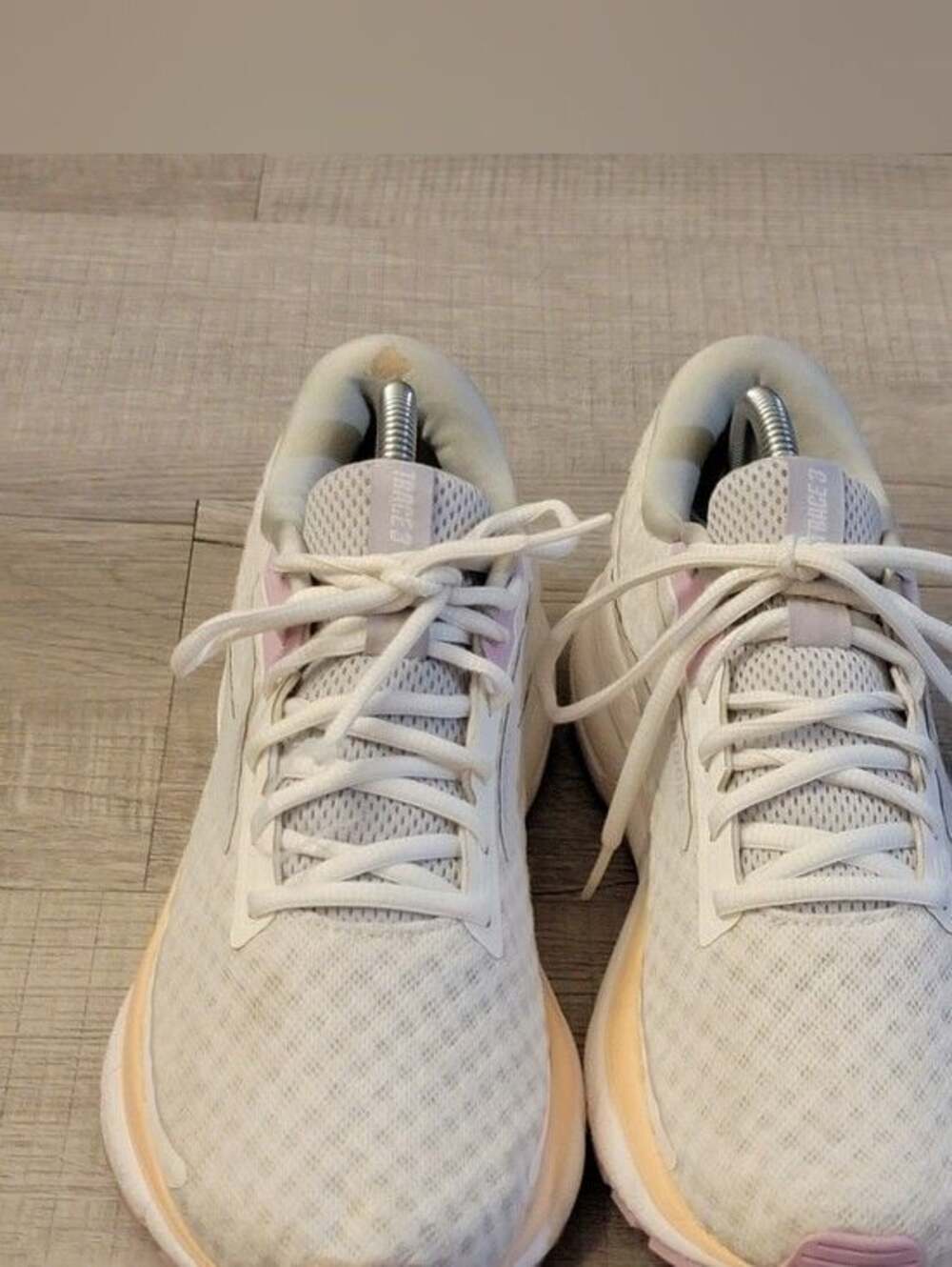 Brooks Women's Running Shoes in White with Light Pink Accents